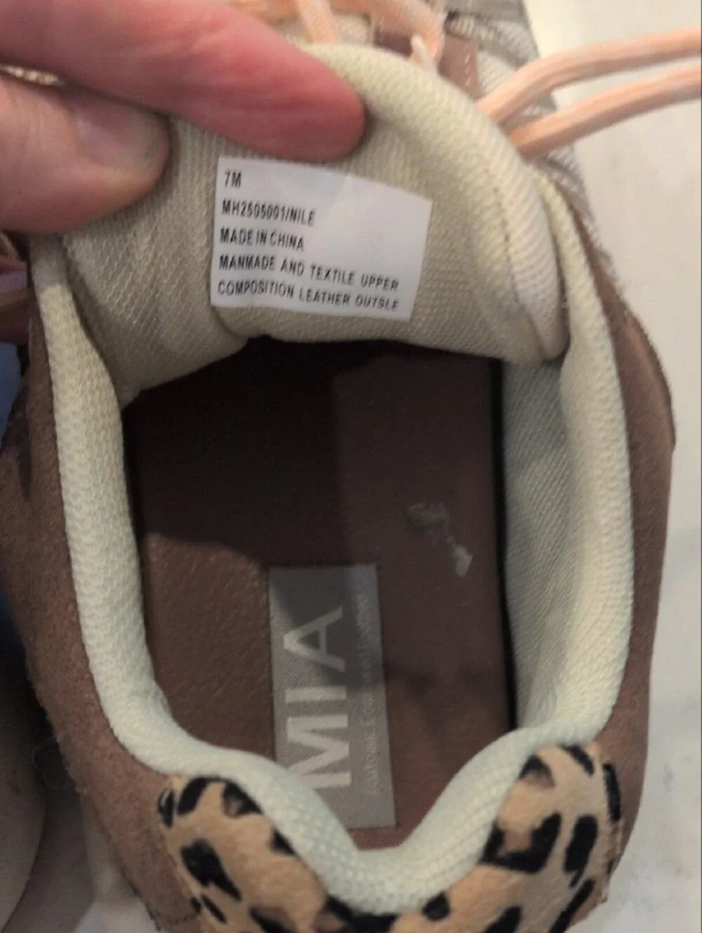 MIA WomensNeutral Leopard Accent Sneakers - Pink Beige